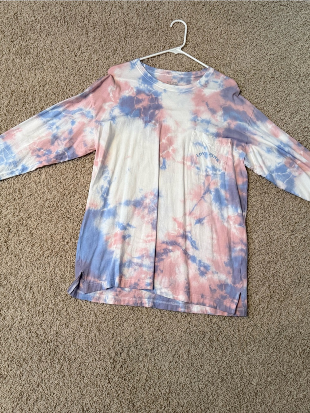 PINK Victoria's Secret Tie-Dye Pink & Blue Tee